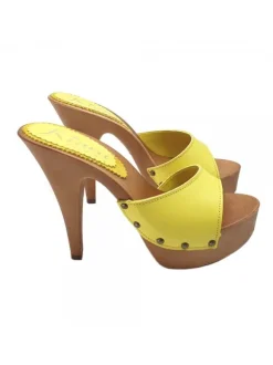 ZOCCOLI PELLE GIALLO TACCO 13