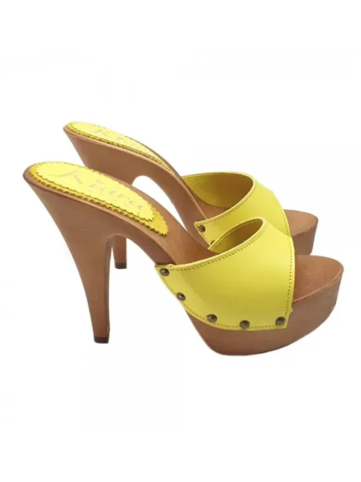 ZOCCOLI PELLE GIALLO TACCO 13