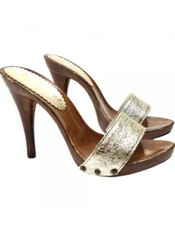 Zoccolo in pelle oro