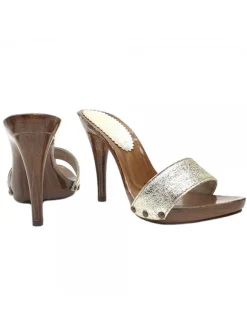 Zoccolo in pelle oro