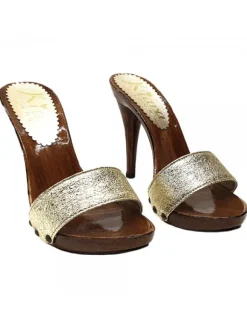 Zoccolo in pelle oro